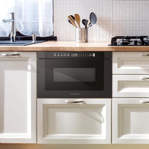 COSMO COS-12MWDBK-NH 24 in. Haven Collection 1.2 cu. ft. Built-in Microwave Drawer, 1000W, Touch Controls, Defrosting Rack in Matte Black