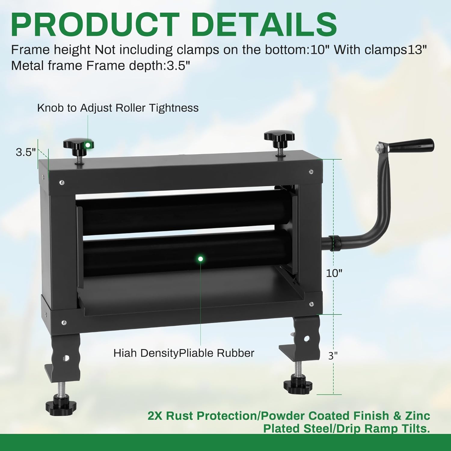 Upgraded Clothes Wringer，Double Adjustment Knobs-Heavy Duty Off-Grid Laundry Wringer for Towels，5X Thicker Rubber Rollers Remove 95% Water, Suitable for Use in Laundry, RV Travel, Car Washing.