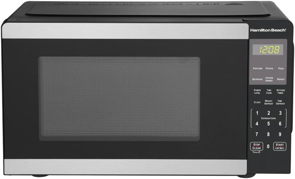 Hamiilton_Beach 0.9 Cu ft Countertop Microwave Oven, 900 Watts, Stainless Steel, New