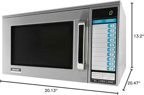 Sharp R25JTF Commercial Microwave Oven, 2100W, Heavy-Duty, 0.70 Cu. Ft. Stainless Steel, 20 Program Inputs, 3-Stage Cooking, Selectapower™, Express Defrost™, Digital Display