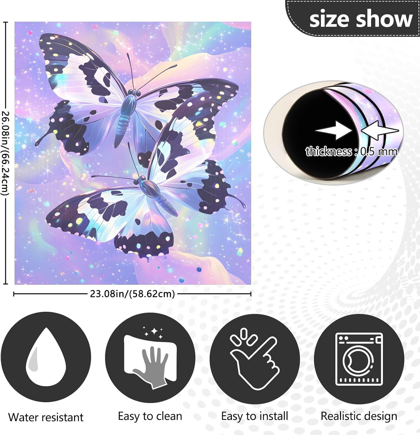 Dishwasher Magnet Cover Large Magnetic Stickers 3D Two Butterflies Front Dishwasher Cover Reusable Decal for Home Kitchen Anti-Scratch Refrigerator Decorative Lid Washing Machine Laundry 23