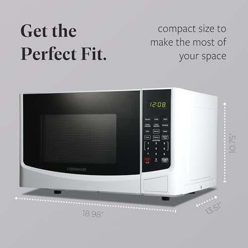 Farberware 0.9 Cu. Ft. Countertop Microwave Oven – 900W Power, Auto Cook Settings, Defrost, and Safety Lock – White