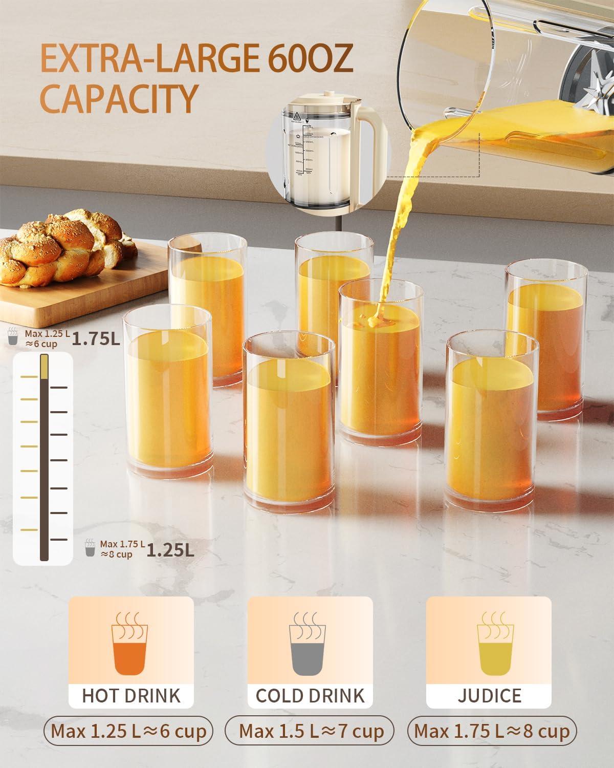 13-IN-1 Multifunctional Ultra Silent Cooking Blender with Soundproof Shield | 60oz | 24H Preset & Kee Warm for 6 Hours| Makes Smoothie, Soy Almond Milk, Juice, Soup, Porridge, Boil, Tea, Jam etc