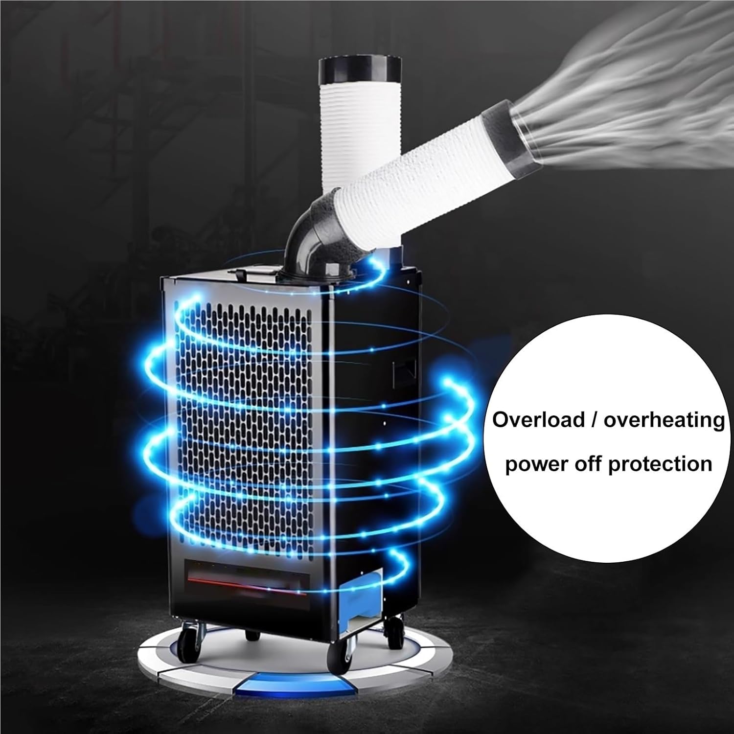 Industrial Portable Spot Air Conditioner – Mobile Commercial Cooling Unit with Water Tank, 220V, Adjustable Air Ducts for Outdoor Events, Factory, Workshop(86cm)