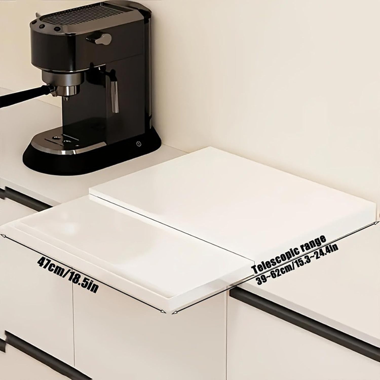 Kitchen Appliance Pull Out Rack Organizer Adjustable Heavy Duty Carbon Steel Multipurpose for Microwave, Oven with 2 Tiers, Black