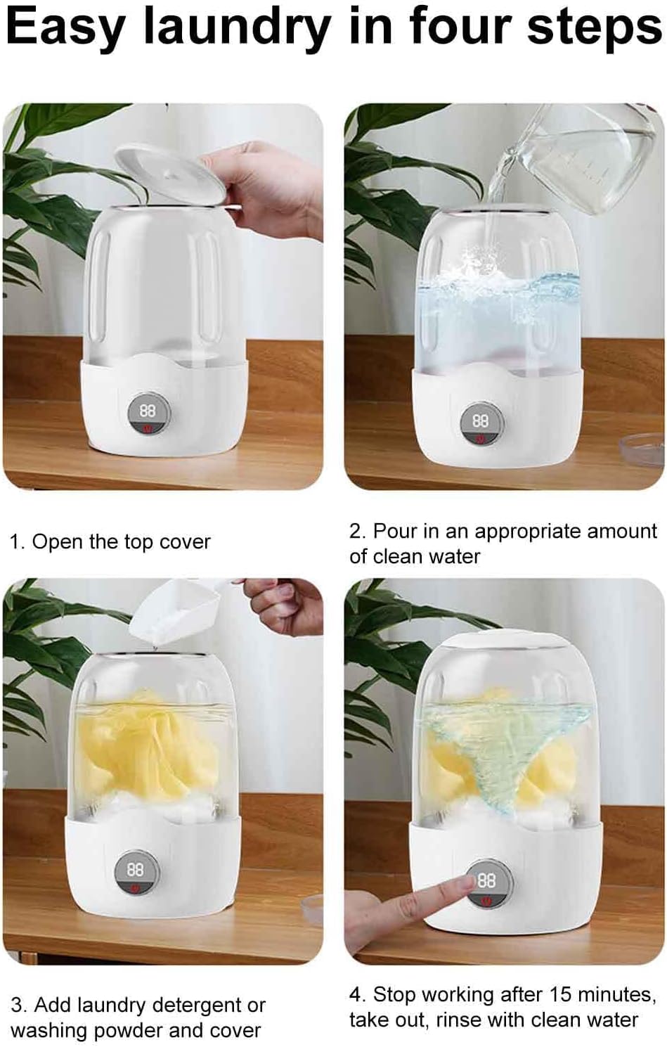 Portable Mini Washing Machine – Electric Washer, Compact Cleaner | Rechargeable Laundry Device, Underwear Cup Tool, Space-Saving Utility use for Apartments Dormitories Camping Tiny Rooms Travel