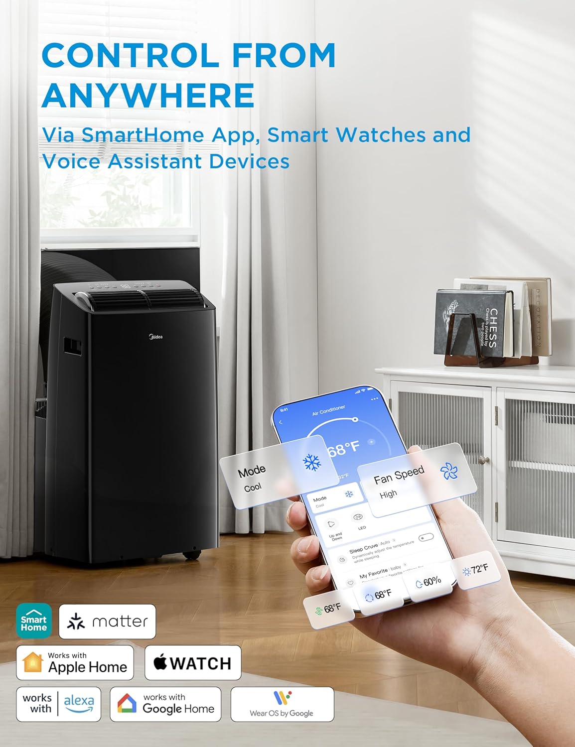 Midea Duo 14,000 BTU (12,000 BTU SACC) High Efficiency Inverter, Ultra Quiet Portable Air Conditioner, Cools up to 550 Sq. Ft., Works with Alexa/Google Assistant, Includes Remote Control & Window Kit