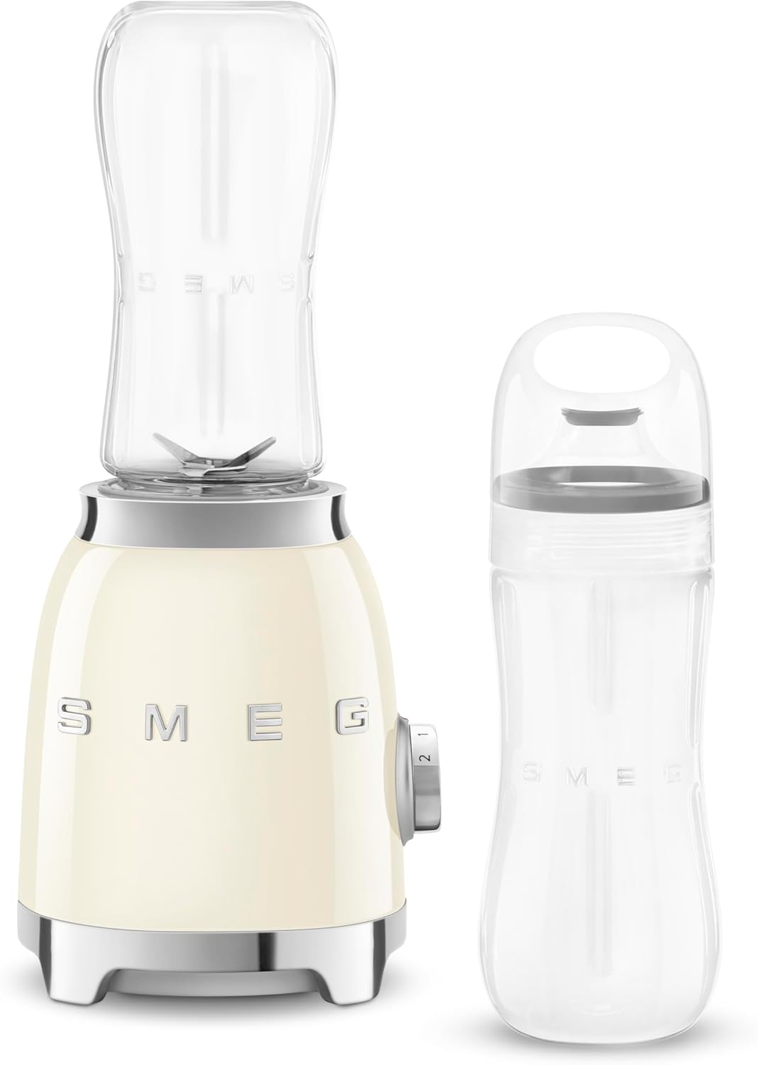 SMEG 50's Retro Style Personal Blender with Backlit Knob and Two 600 ML BPA Free bottles PBF01CRUS Cream