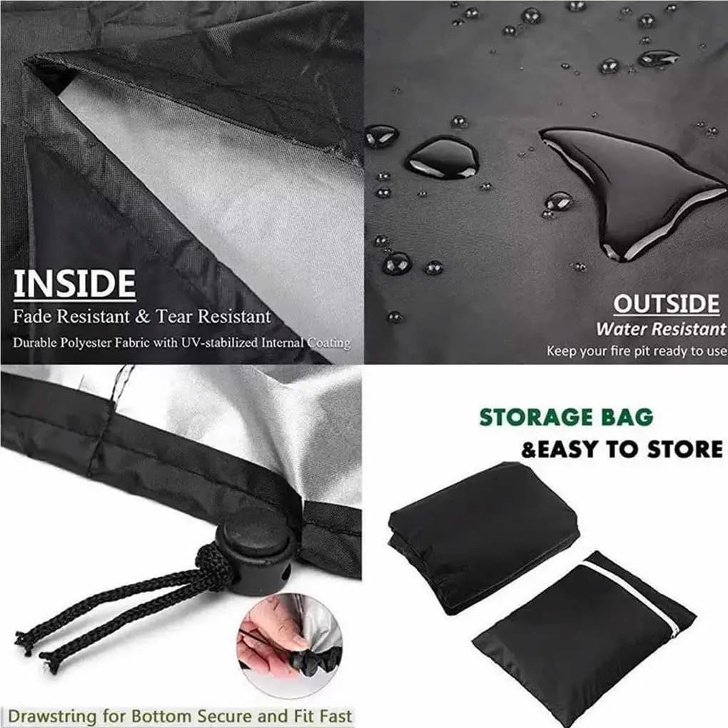 Pool Accessories Pool Cover Fire Pit Cover Outdoor Water-Resistant Fire Pit Stove Anti-dust Cover with Two Handles BBQ Cooking Garden