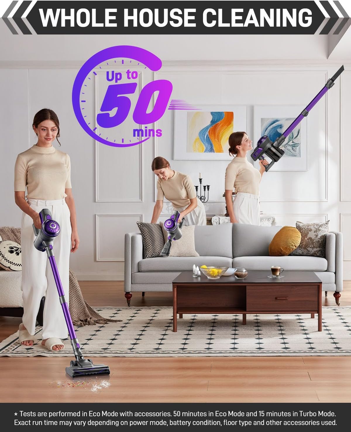 Cordless Vacuum Cleaner, Lightweight 2-in-1 Stick & Handheld Vacuum for Apartment, Pet Hair & Car Cleaning