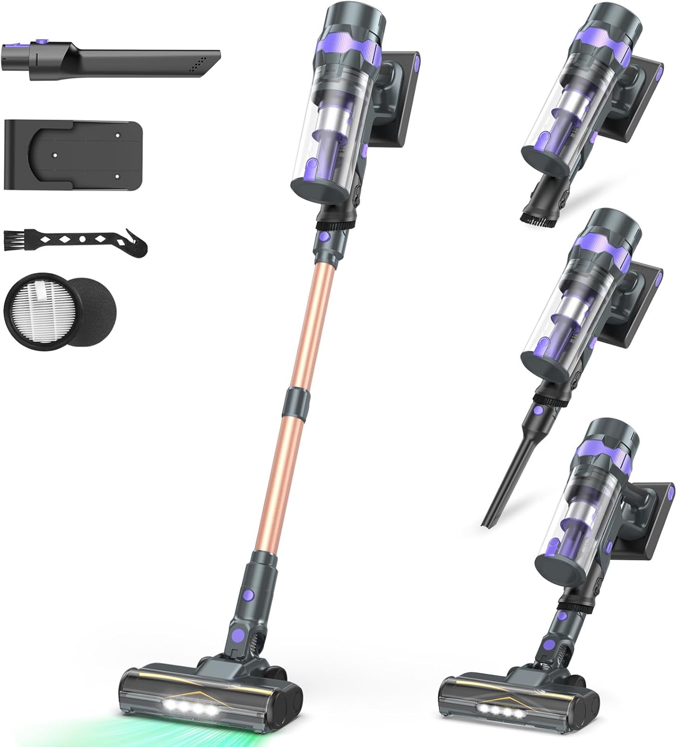 Cordless Vacuum Cleaner, 80Kpa Lightweight Cordless Stick Vacuum, 650W Rechargeable Battery Vacuum with 75min Runtime, LED Display, Stick Vacuum Cleaners for Home Pet Hair Hardfloor Carpet-V2