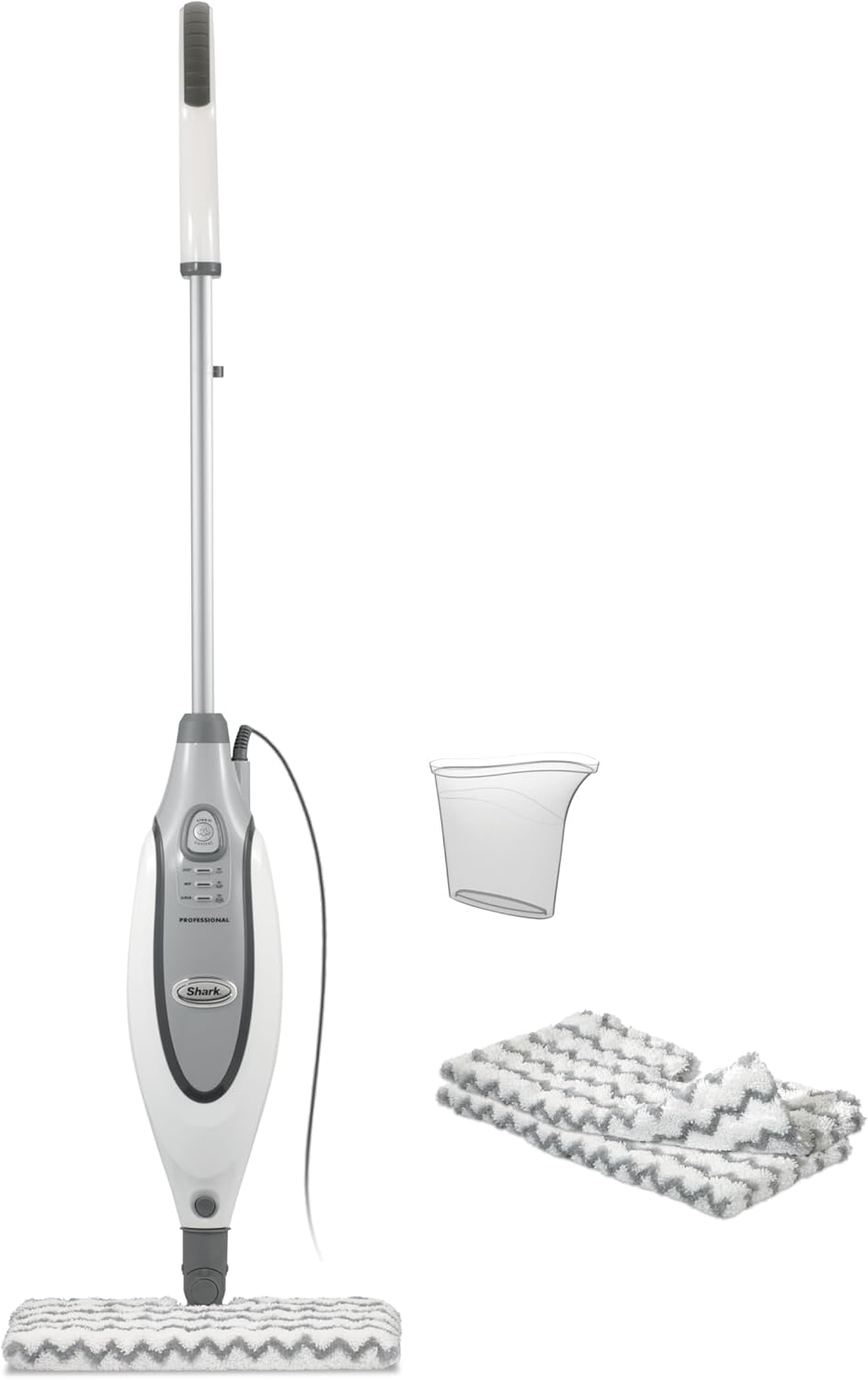 Shark® Professional Steam Pocket® Mop with Swivel Steering, 2 Washable Double-sided Pads, Steam Sanitization, Lightweight, Steam Cleaner for Sealed Hard Floors, Marble, Stone & Laminate, Grey, S3601