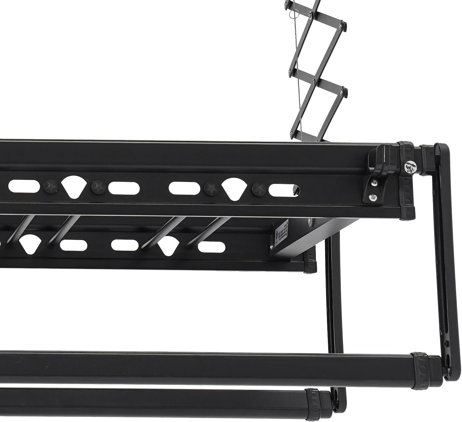 Electric Clothes Airing Rack,Adjustable Ceiling Mounted Smart Control Clothes Airing Rack w/ LED Lighting & 2 Retractable Rods,Vertical Laundry Clothesline w/ 8 Horizontal Rods for Balcony (Black)