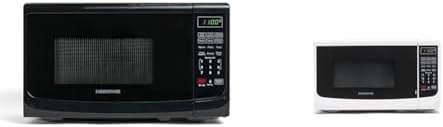 Farberware 0.7 Cu. Ft. 700W Countertop Microwaves Bundle With LED Lighting, Child Lock, Easy Clean Interior, Retro Black and White