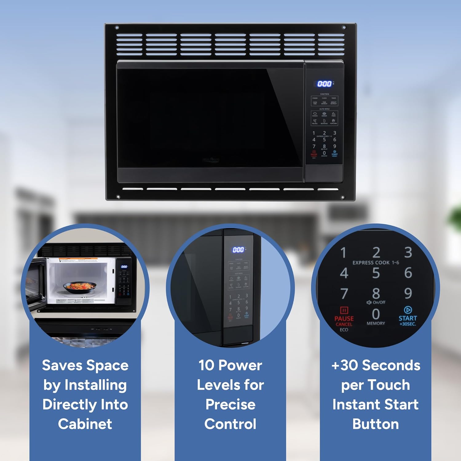 RecPro High Pointe Black Microwave | 0.9 Cu. Ft. | 6 Cook Modes | Child Lock | Touch Pad Controls | Mute Mode