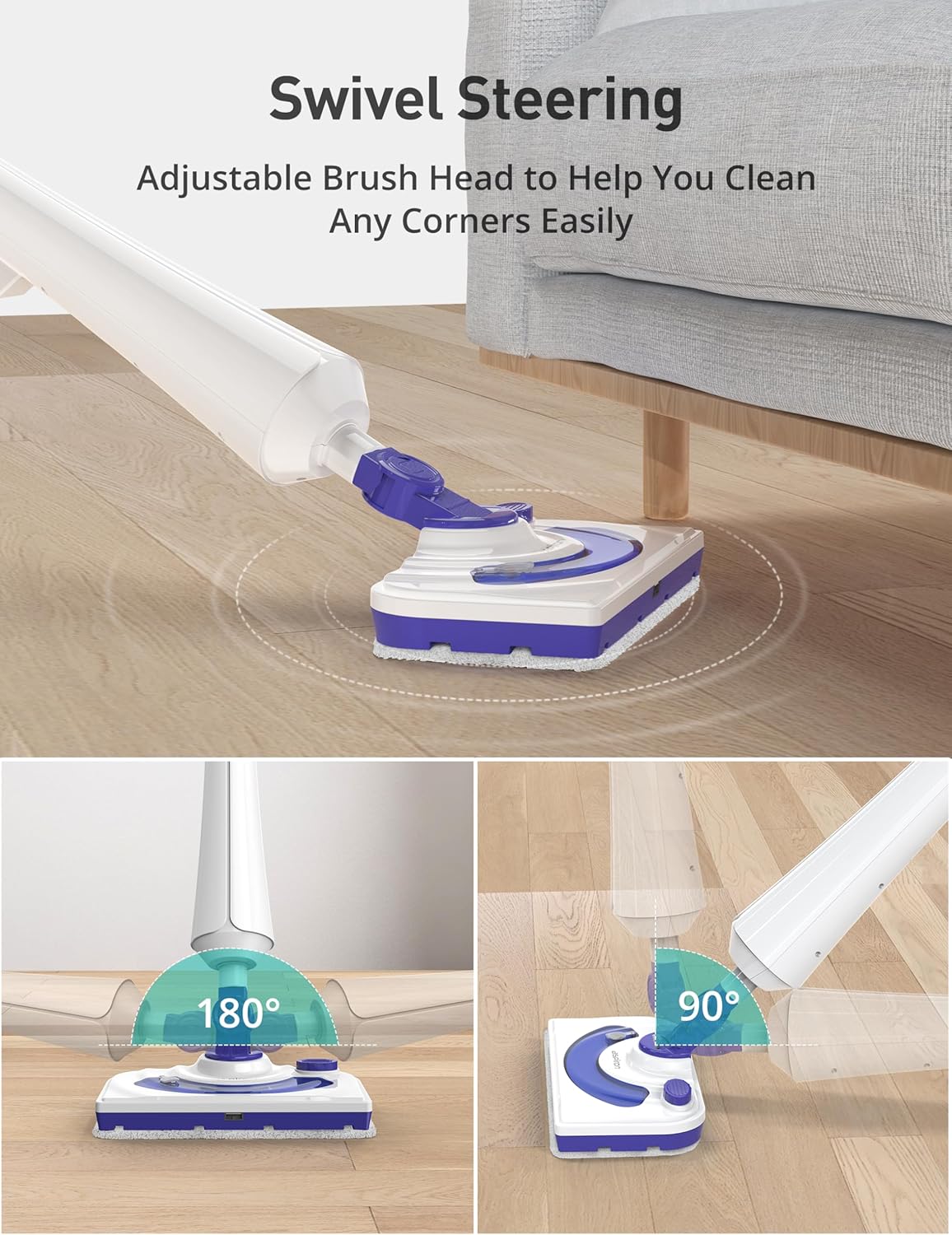 Professional Steam Mop Cleaner, 1300W Floor Steamer with Detergent Chamber, 25S Heat Up, Lightweight Steamer for Cleaning with 2 Washable Pads, Safe for Tiles, Upholstery, Carpet, Hardwood, Sapphire