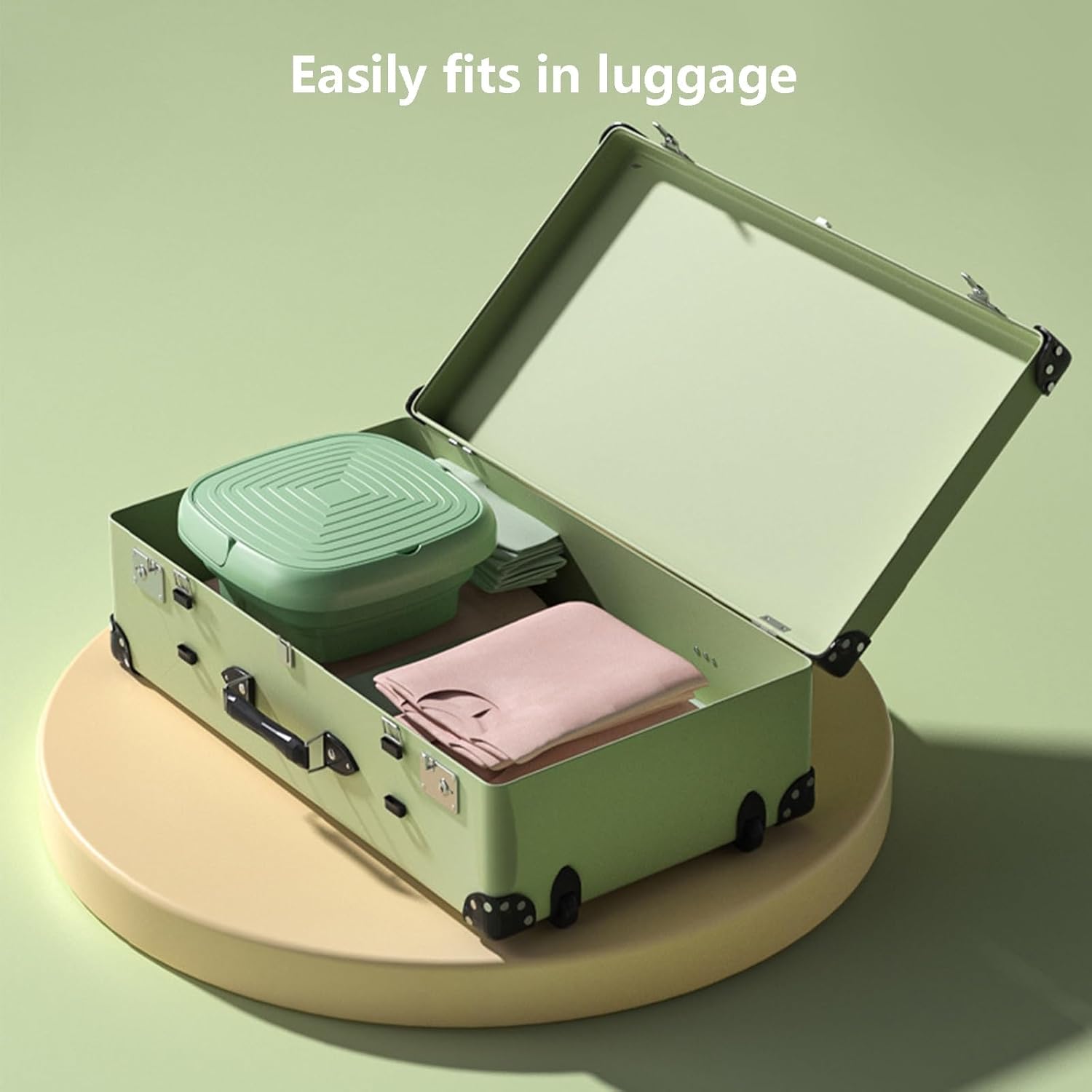 Portable Washing Machine, Collapsible Mini Washing Machine, Compact Baby Clothes, Underwear or Small Items Washing Machine, Apartment, Dorm, Camping, Rv Travel Laundry - Gift Choice, Green, Yellow, Pu