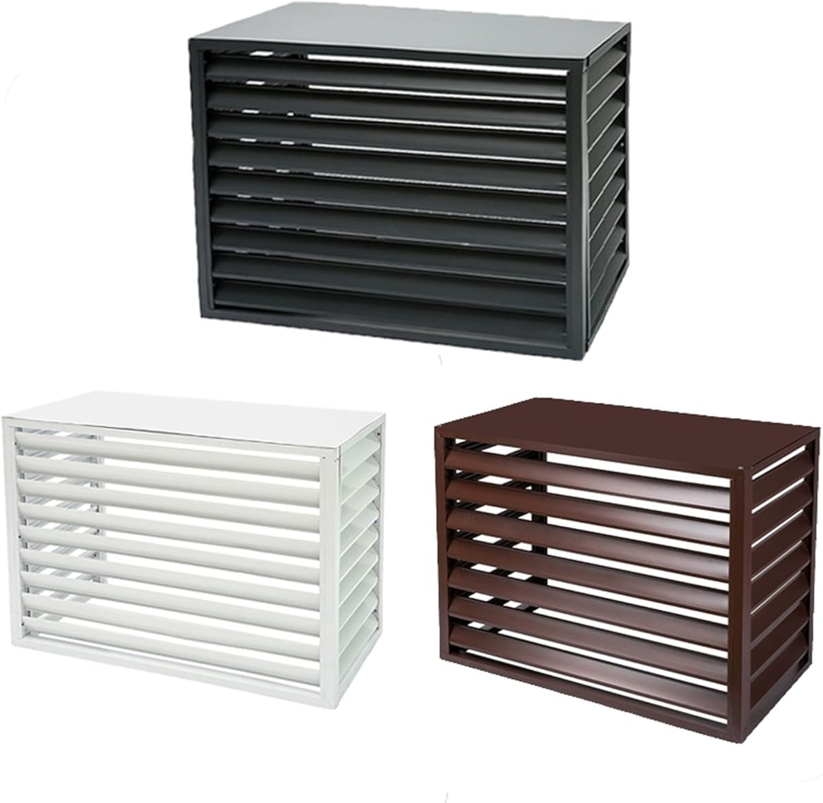 Air Conditioner Cover Breathable Waterproof Shutters Outdoor Air Conditioner Covers For Outside Units Louvered Frame Protective Cover Privacy Fence Screen(Cream,110*80*60cm)