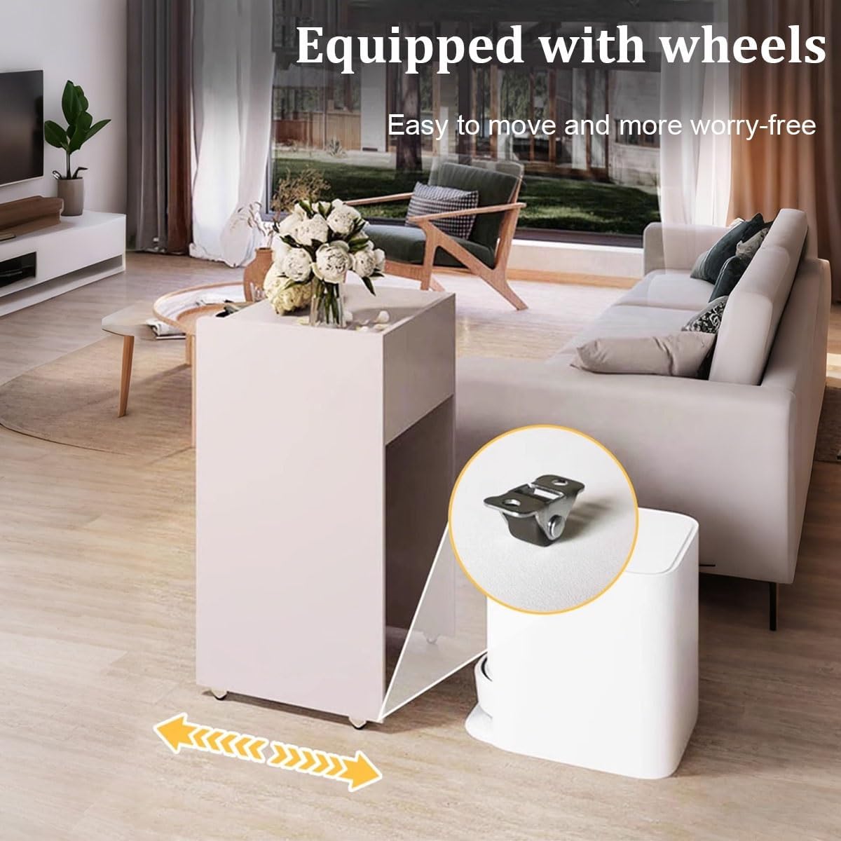 Vacuum Hidden Cabinet for Sweeping Robots, Sweeping Robot Storage Rack, Storage Cabinet with Doors and Drawers for Robot Vacuum Cleaner, for Living Room/Bedroom/Kitchen(Natural)