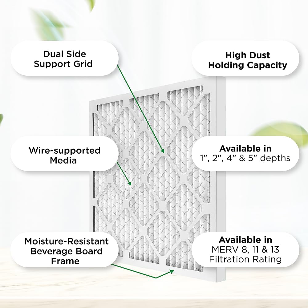 Mann+Hummel 16x24x2 MERV 11 Pleated HVAC AC Furnace Air Filters. Case of 12. (Exact Size: 15.38 x 23.38 x 1.75 Inches)
