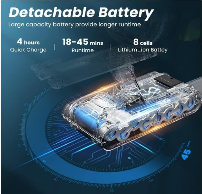 Black and Green Cordless Vacuum Cleaner 33KPa Strong Suction 8-in-1 LED Display Handheld Stick Vacuum for Hard Floors Carpet Pet Hair with 265W Brushless Motor & 45min Runtime