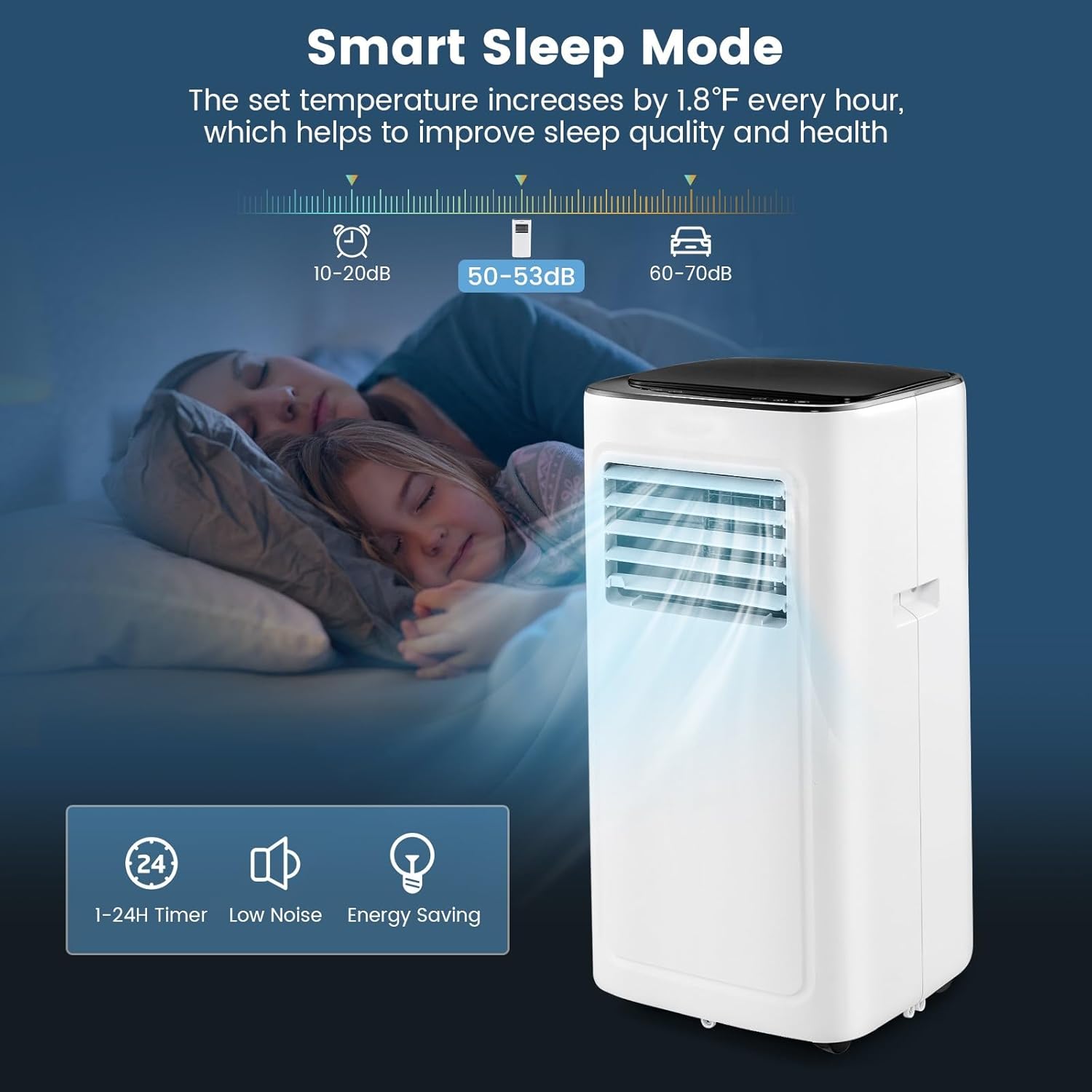 KOTEK Portable Air Conditioners, 9000 BTU Cools up to 280 Sq. Ft 4-in-1 AC Unit for Bedroom w/Sleep/Dehumidifier/Fan/Cool Mode, Window Kit/Remote Control, Room Air Conditioner Portable for Home Office
