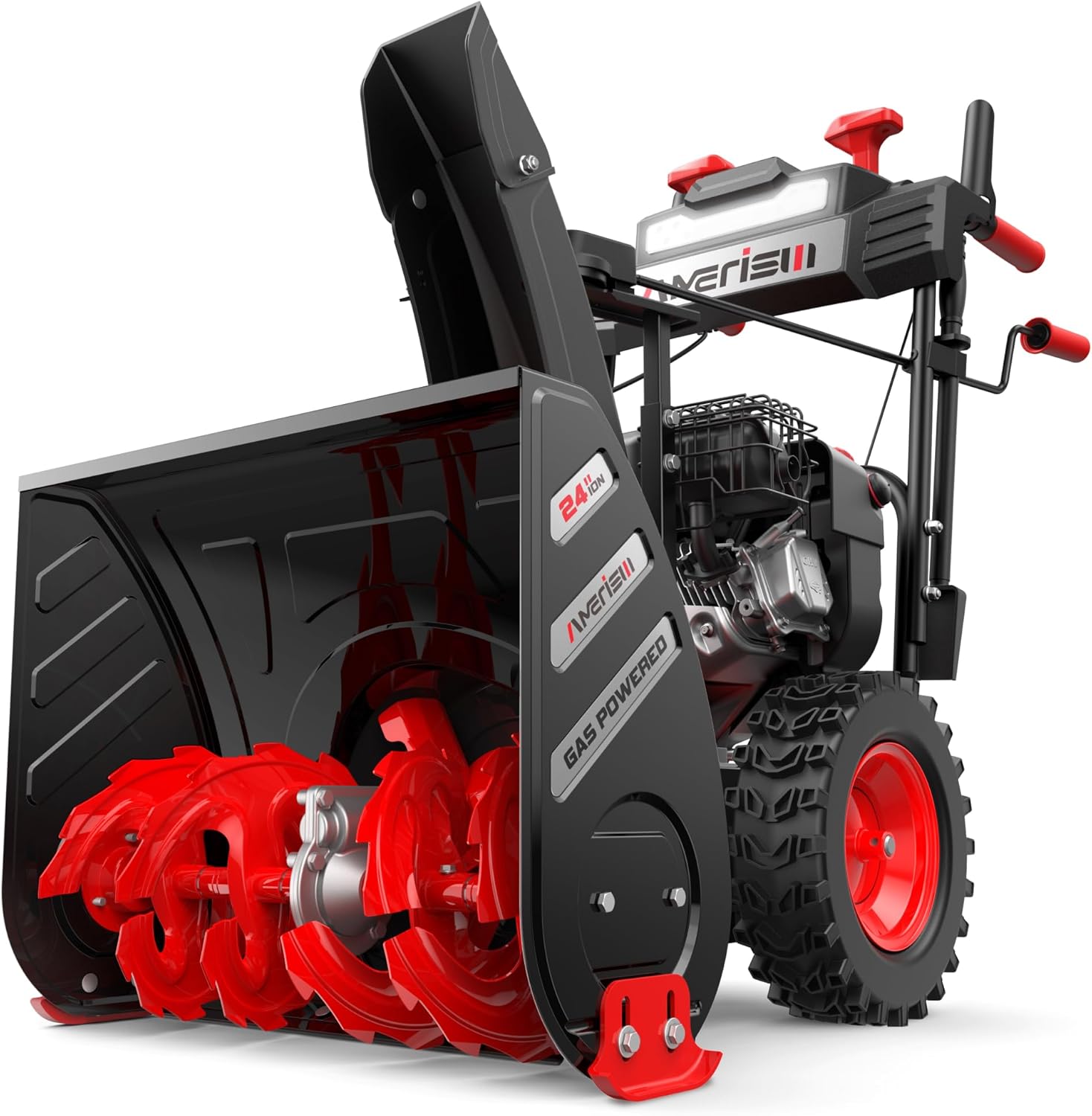 Gas Snow Blower, 24-Inch Self-Propelled Snow Blower Powered by 7HP OHV 212cc Engine, Electric Start, 13-Inch Snow Tires with LED Lights