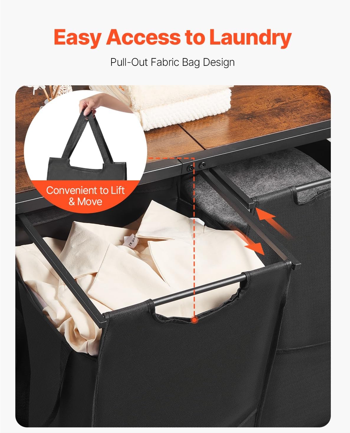 VEVOR 6 Tiers Laundry Sorter with Rack, Tall Laundry Hamper with Shelves and Drawers, 2 Section Freestanding Hanging Rack Storage with 600D Oxford Cloth Bags and Ladder Shelves for Dirty Clothes