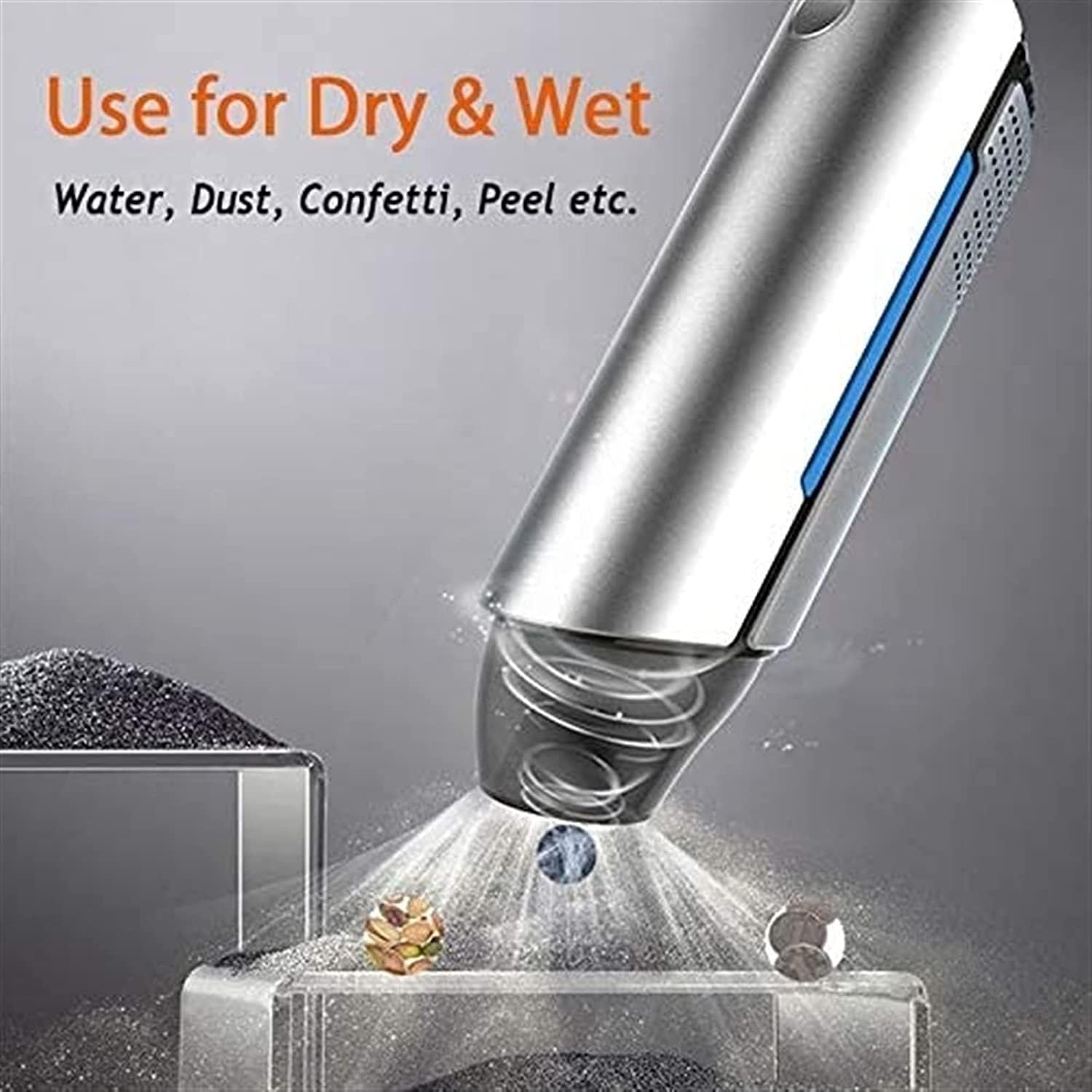 Cordless Vacuum, Handheld Vacuum Cleaner with Power Suction, Rechargeable Wet & Dry Hand Vac for Car/Home/Kitchen, Washable HEPA Filter, Quick Charge