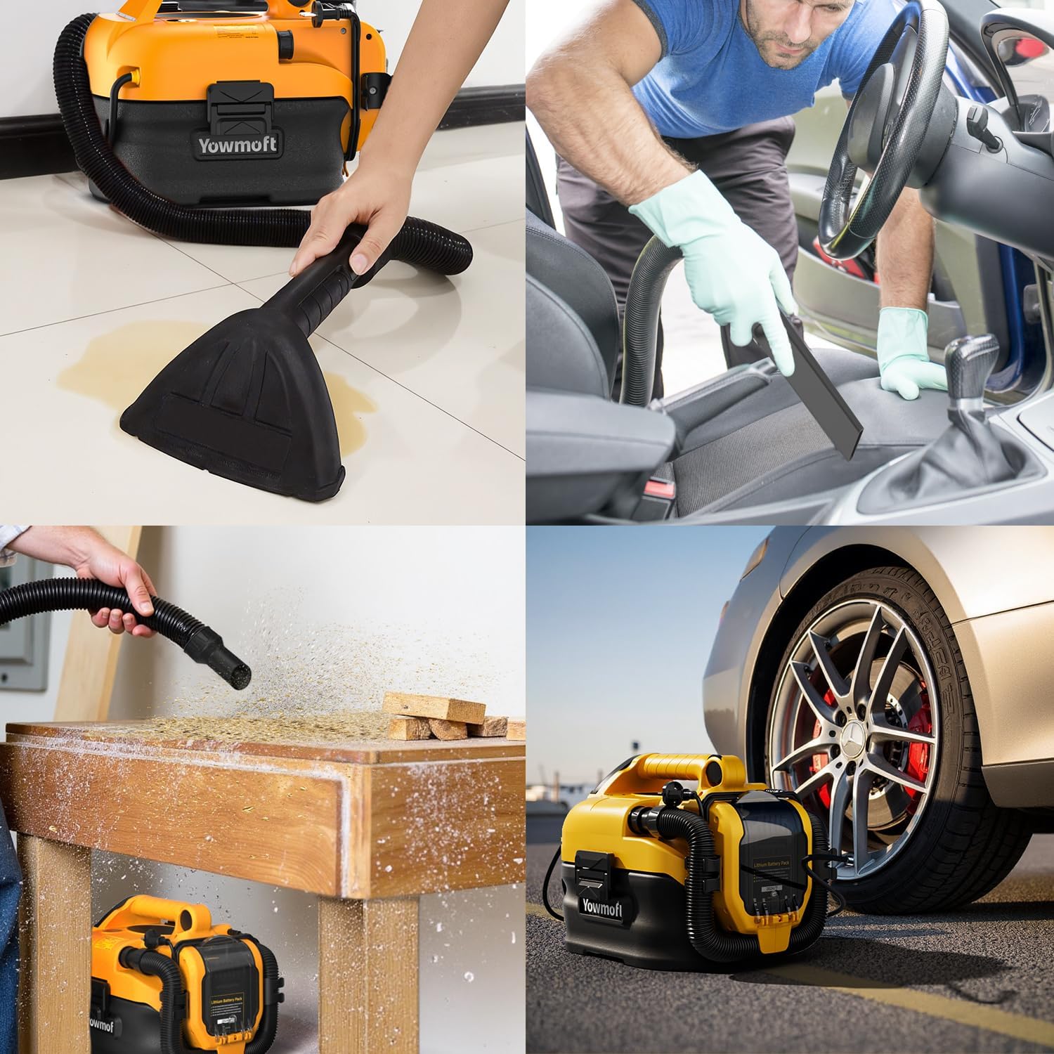 Wet Dry Shop Vacuum Cordless & Corded, Versatile Power Source with Tire Inflator and Blower Function, 2.5 Gallon Portable Vacuum for Dewalt 20V Battery, Small 3 in 1 Shop Vac (Tool Only)