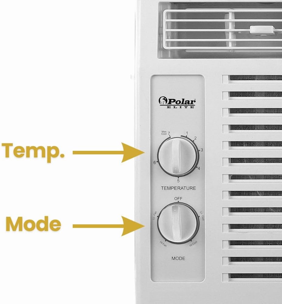 5,000 BTU Window Air Conditioner, Cools Up to 150 Sq. Ft., Quiet Operation, Adjustable Fan and Cooling Settings, Mechanical Control, Easy Install & 2-Year Warranty