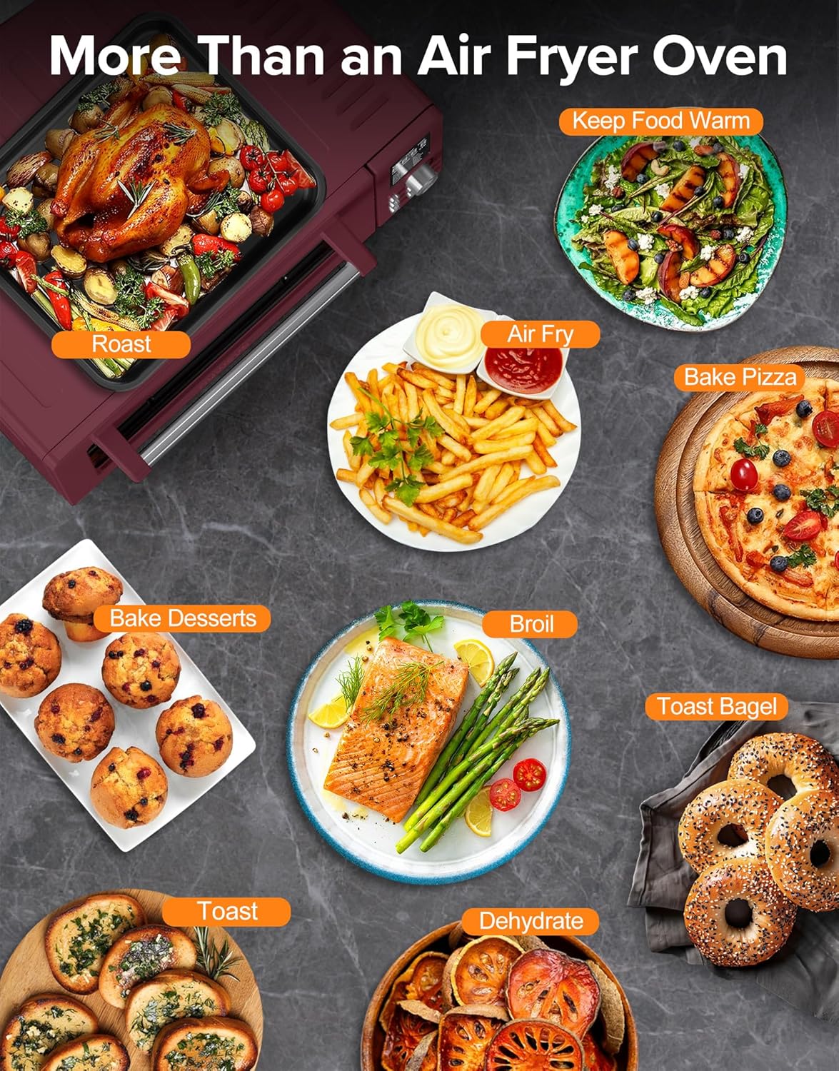 Nuwave Bravo Pro Smart Air Fryer Toaster Oven Combo, 10-in-1 Functions with Quicker & Even Crisp Technology, 1800W, 50-450°F, PFAS-Free, 21QT, Cinnamon