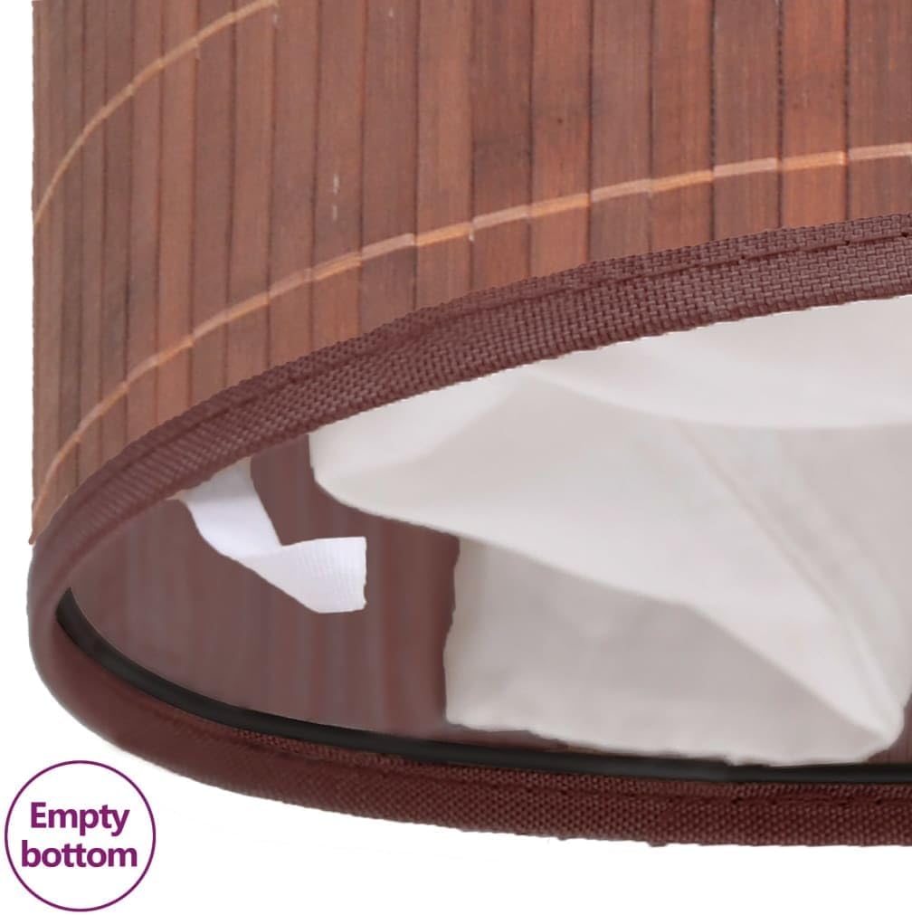 vidaXL Durable Round Bamboo Laundry Bin with Removable Polyester Fabric Liner, Foldable Storage Basket for Laundry or Toys, Compact Collapsible Design, Brown