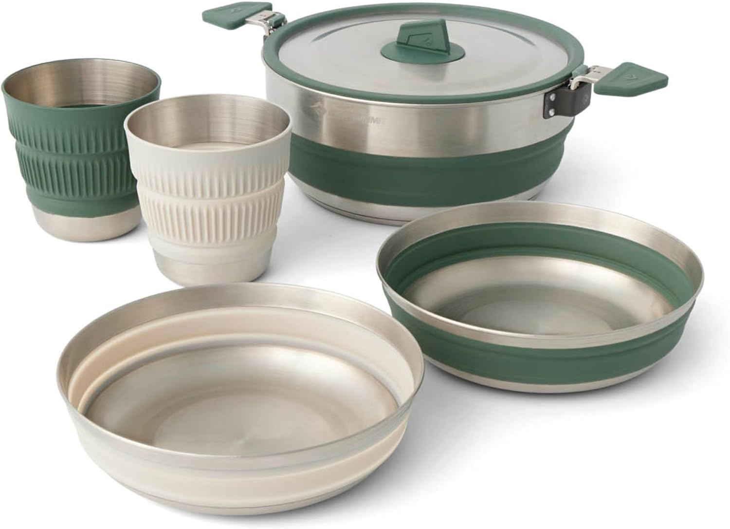 Sea to Summit Detour Stainless Steel One Pot Cook Set for Two (3 Liter Pot, 2 Large Bowls, 2 Mugs)