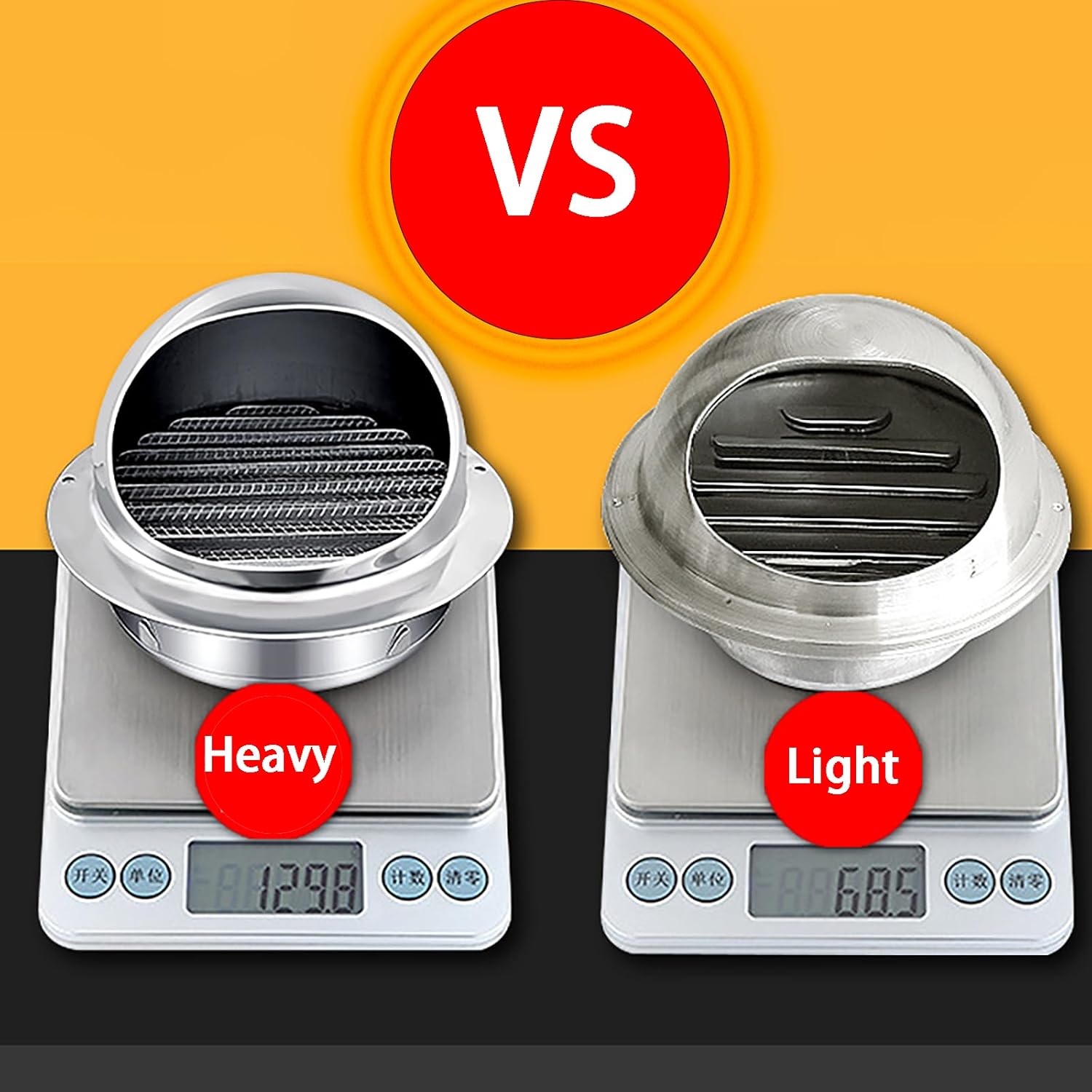 Ventilation Grill Hood Ducting Vent Cowl - 304 Stainless Steel Air Dryer Vent Cover, Round Wall Outlet Hood for Home, Wall Air Soffit Vents with Built-in Screen Mesh (300mm)