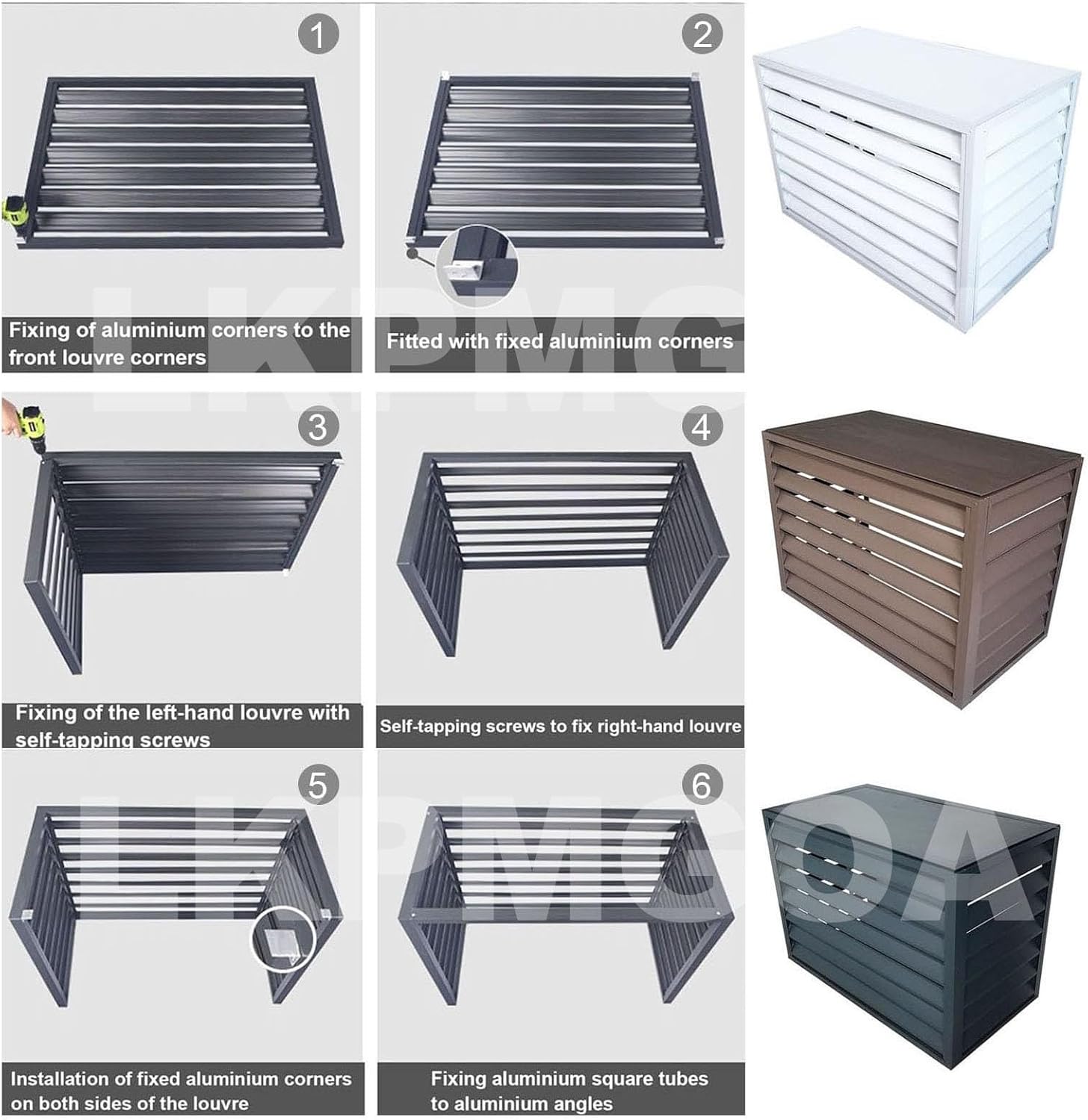 Air Conditioner Fence Panels, Outdoor Privacy Fence Covers, Hid Air Conditioner Rack Flower Stand, All Weather, Noise Reduction(Brown,2 3P)