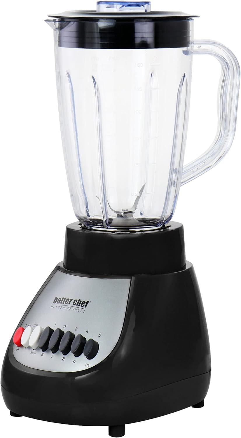10-Speed Countertop Blender with 50oz Shatterproof Jar – 350-Watt Electric Blender with Pulse Function & Stainless Steel Blade – White & Black Kitchen Mixer for Smoothies, Ice & More (Black)