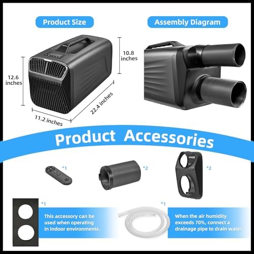 Portable Camping Air Conditioner for Outdoor and Indoor Use, Quiet Air conditoning For Small Rooms，5200BTU Fast Cooling Capacity for Tent AC (Gray)