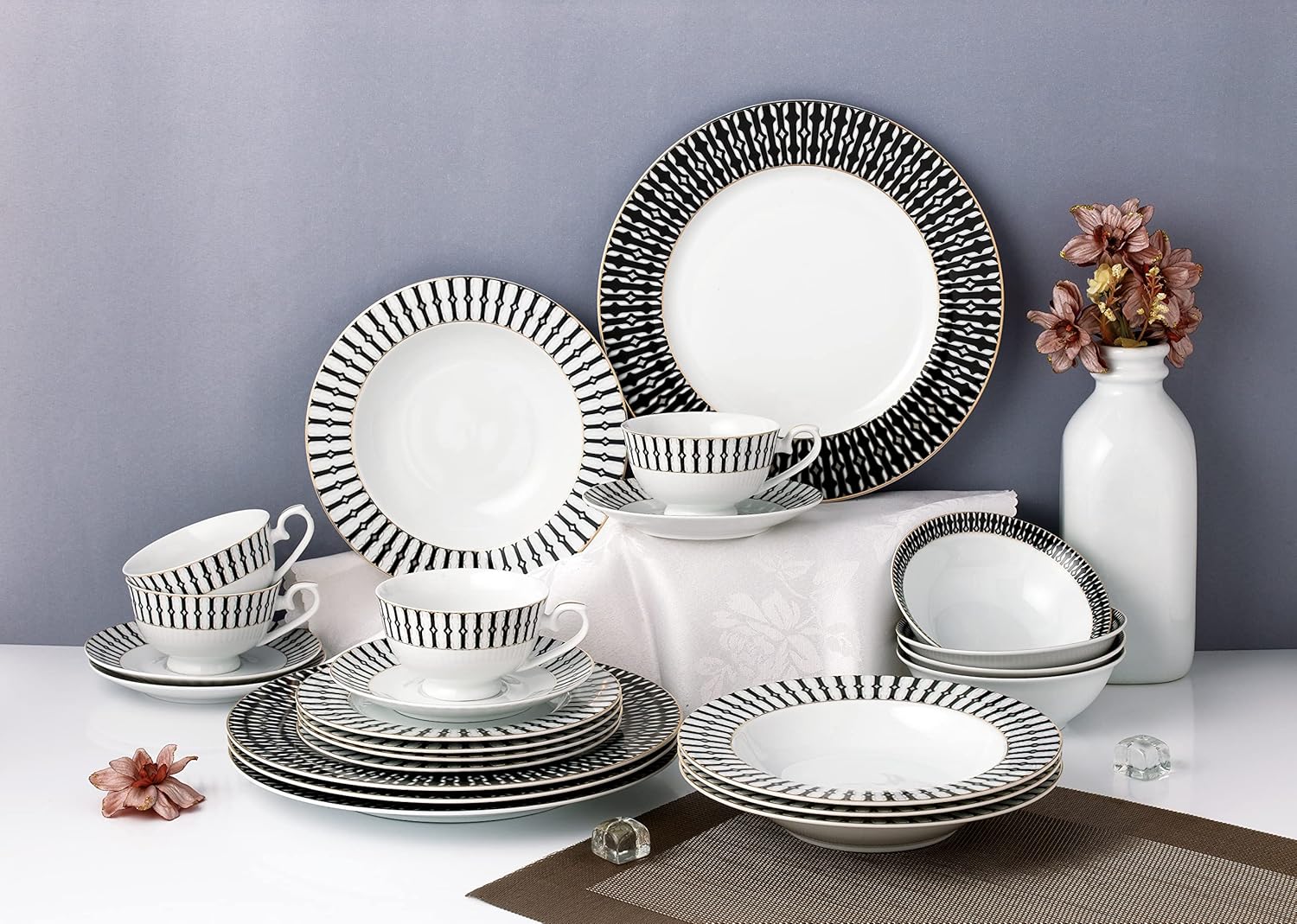 24 Piece Dinnerware Set-Fine China, Service for 4 by Lorren Home Trends