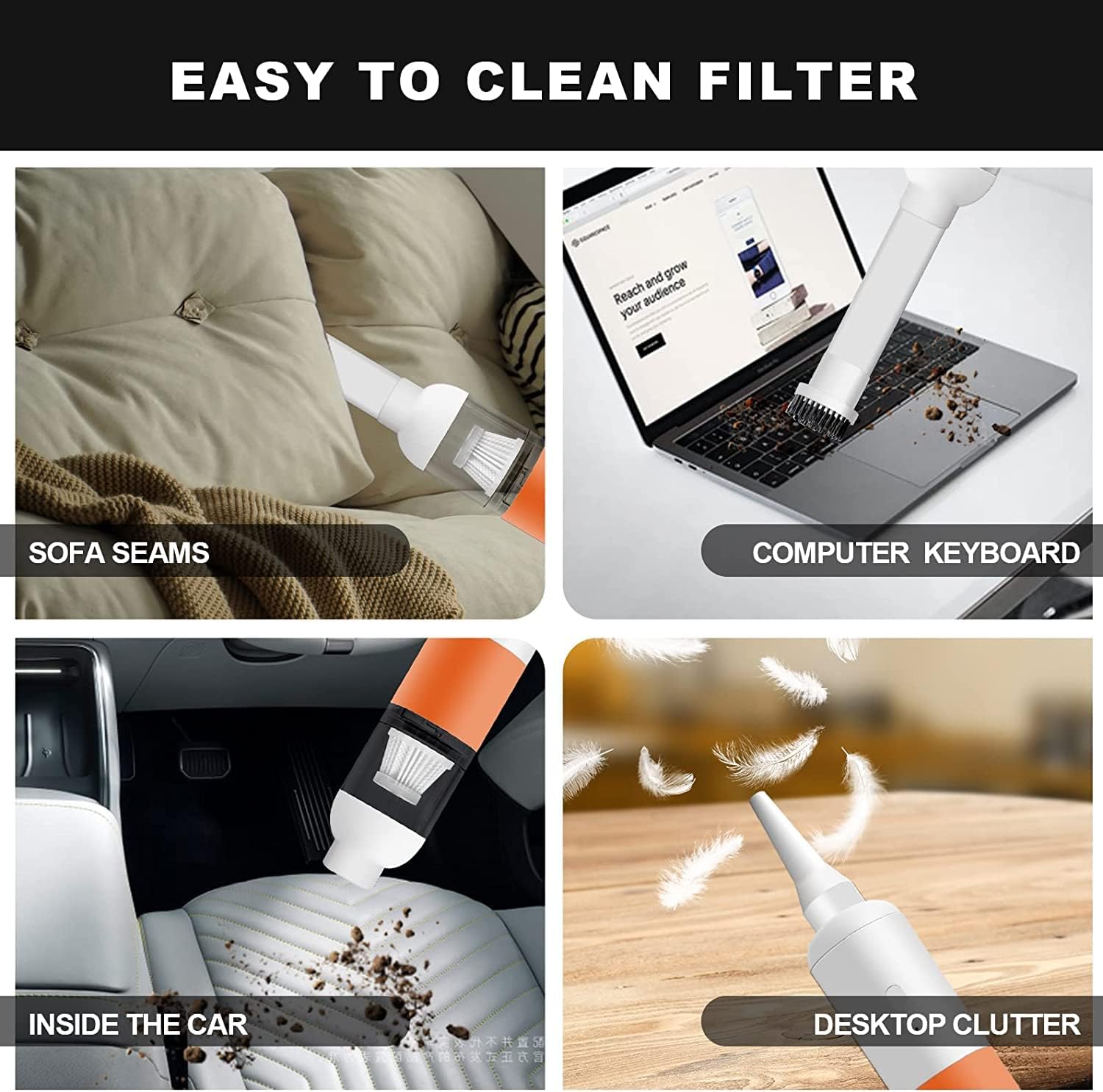 Small Fashion Handheld Vacuum Cordless, 2-Speed Powerful Portable Handheld Vacuum Cleaner for car, Home & Office Pets Hair Cat Litter Cleaning