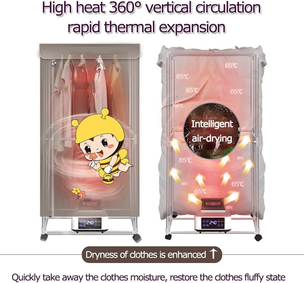 Electric Clothes Dryer,Portable Clothes Drying Rack,Energy Saving for Household,Home,Laundry,Apartment (Color : Brown)