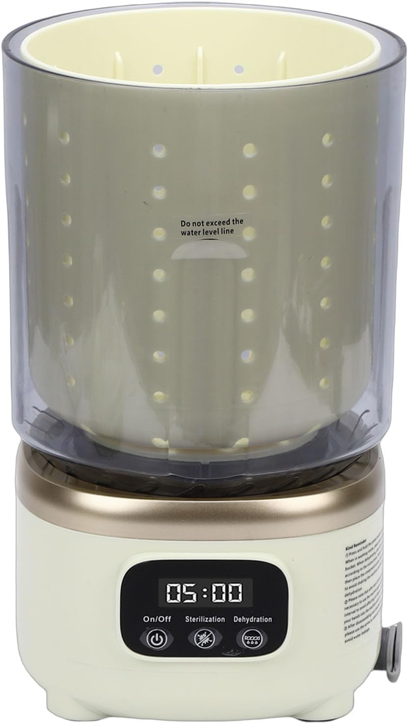 Portable Washing Machine 2L Spin Dry Rechargeable Cordless Mini Underwear Laundry Washer for Travel Apartment Dorm (Beige)