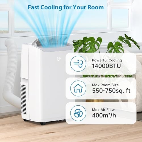 Portable Air Conditioner,14000btu Portable Ac Unit with 3-in-1 Function,750 Sq. Ft Coverage, Window Kit & Remote ControIncluded, Air Conditioner Portable for Room Office