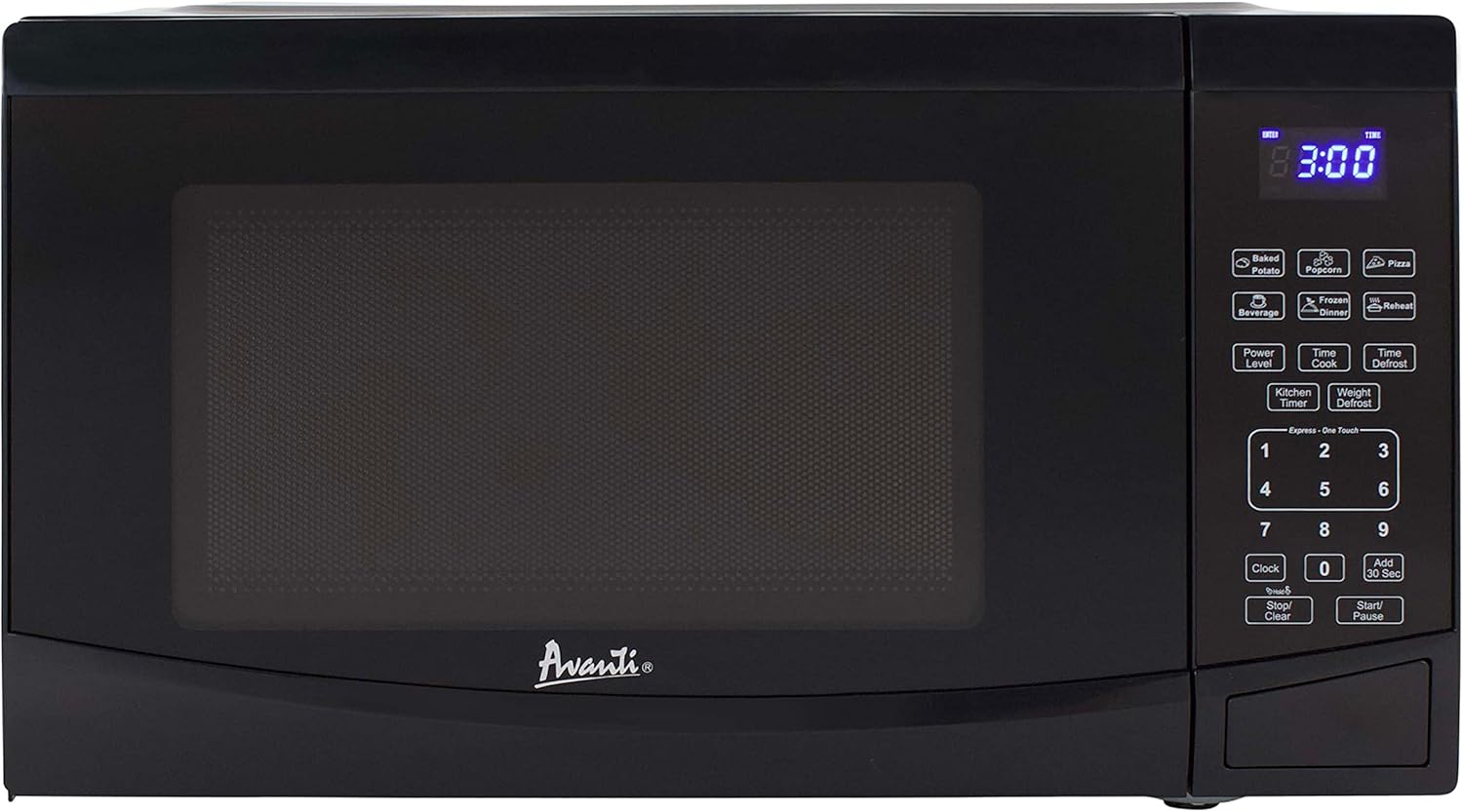 Avanti Microwave Oven 900-Watts Compact with 10 Power Levels and 6 Pre-Set Cooking Settings, Speed Defrost, Electronic Control Panel and Glass Turntable, 0.9 Cu.Ft., Black