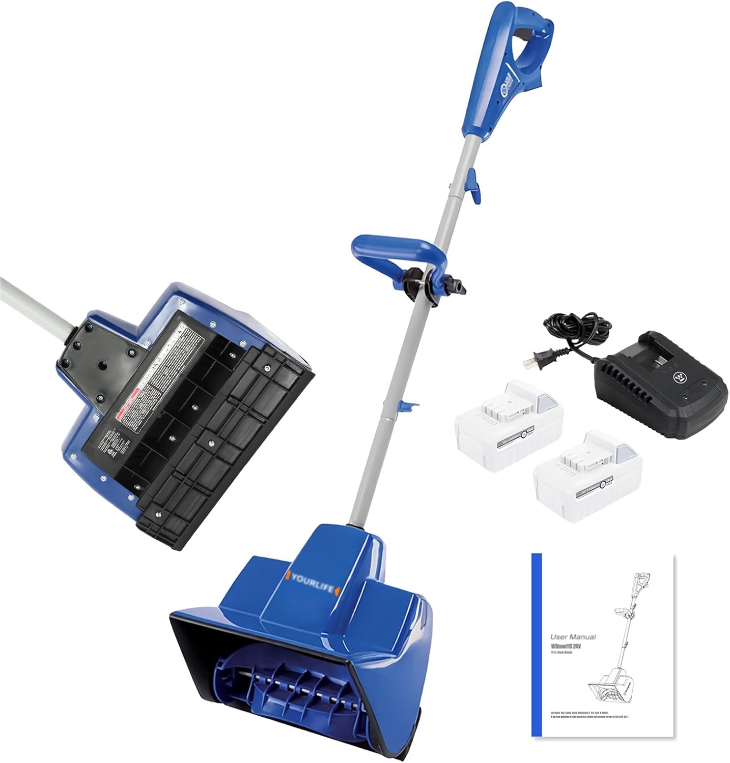 24V-SS11-XR 11-Inch 4-Ah Cordless Snow Shovel, Electric Snow Shovel, Walk-Behind Snow Blower with Powerful Motor and Adjustable Handle, Kit (w/4-Ah Battery + Quick Charger),2 Battery