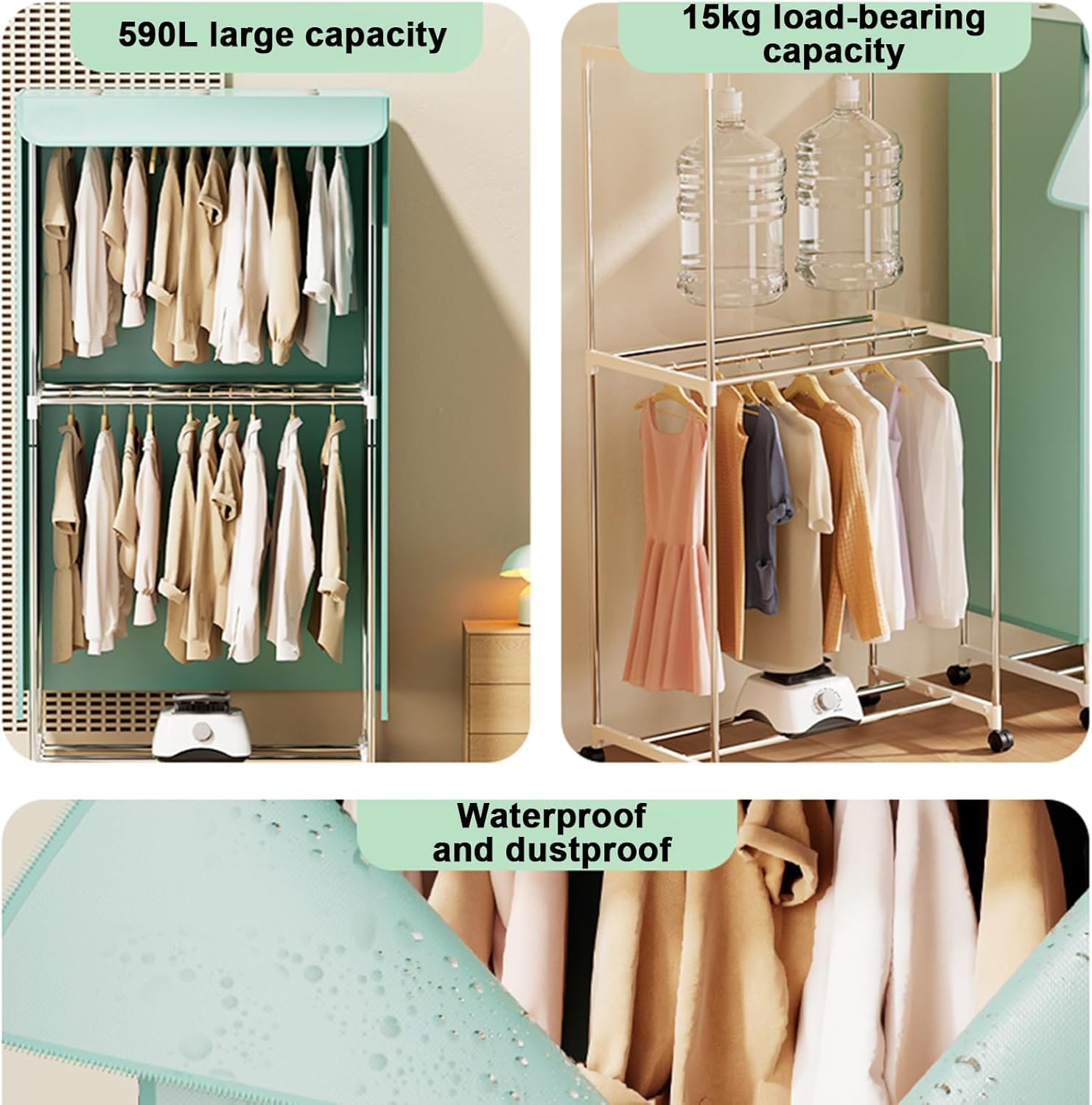 Ddryer for Apartments with Timer,Heated Clothes Drying Rack,Heated Clothes Airer with Cover,2-Tier Indoor Foldable Electric Clothes Airer Drying Rack,for Families,Dormitories 1 M