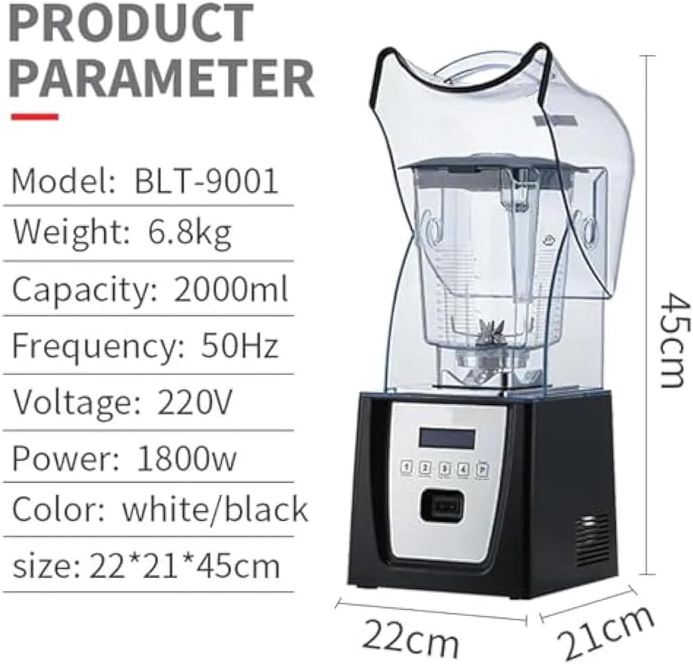 Blender Smoothie Maker, Commercial Stand Mixer with Sound Enclosure, Automatic Silent Wall Breaking Machine Ice Crusher, for Kitchen Milk Tea Coffee Dessert Leisure Shop B