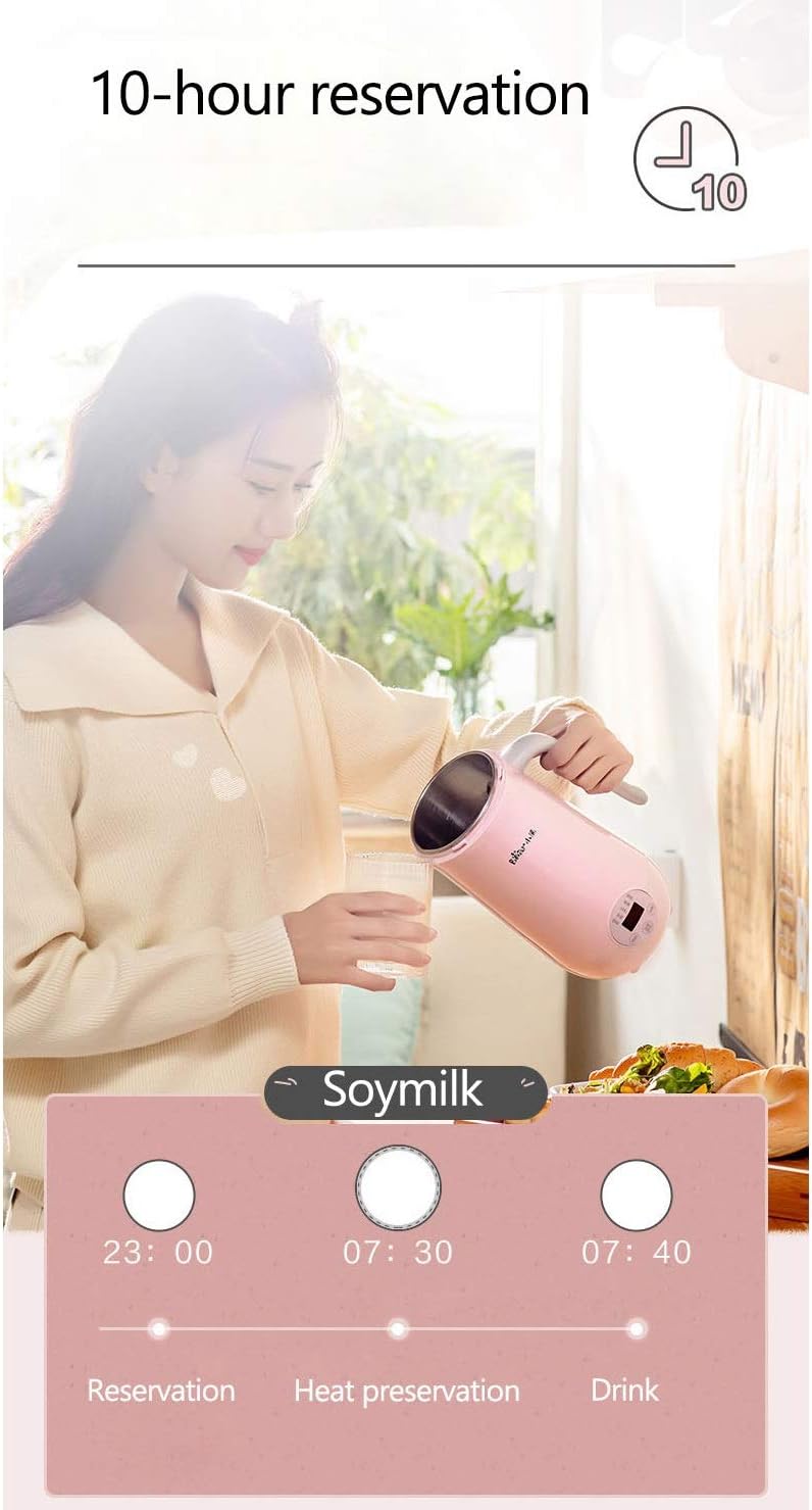 Mini Soymilk Machine Portable Soy Milk Rice Paste Maker Electric Juicer Blender Food Grinding Heating Processor 350ml(Onecolor)