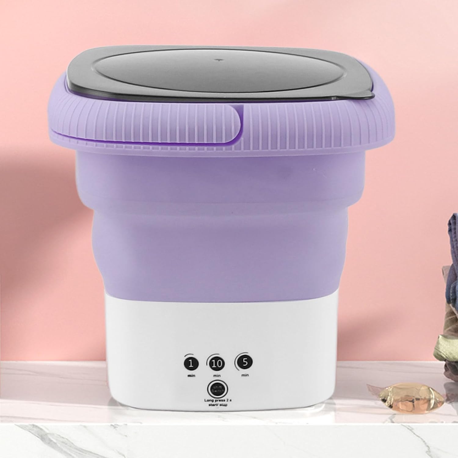 TOPINCN Portable Washing Machine with Advanced Turbine Technology, Mini Foldable Laundry Washer for RV Travel, Apartment (Violet)