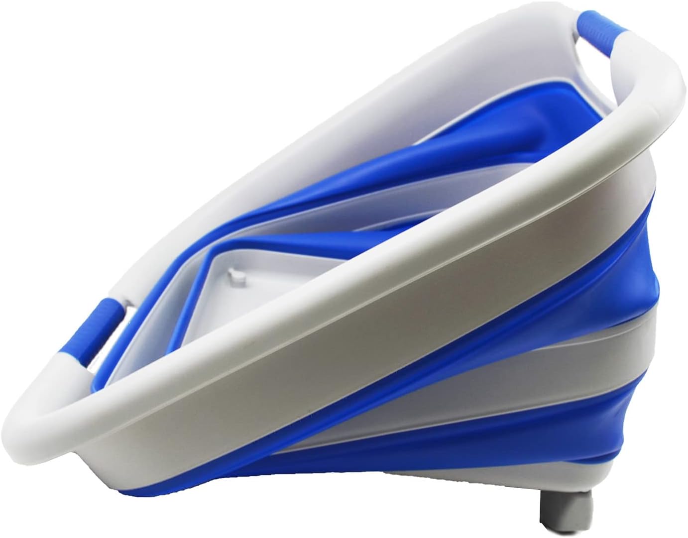 SAMMART 39L (10.3 Gallons) Collapsible Plastic Laundry Basket with Wheels-Foldable Pop Up Storage Container (1, Grey/Purplish Blue)